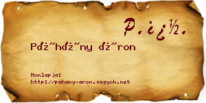 Páhány Áron névjegykártya