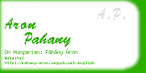 aron pahany business card