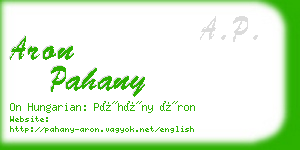 aron pahany business card